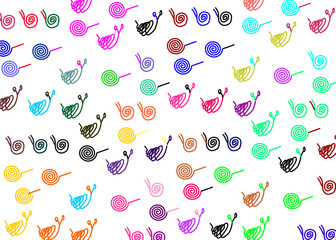 Design work, schematic snails, different shades, colorful