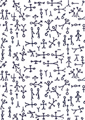 Drawing figurines of little people on a white background. Vector
