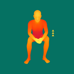 Man in a Thinker Pose. 3D Model of Man. Business, Science, Psychology or Philosophy Vector Illustration.