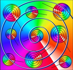 Color pattern, bright design. Spirals, snails, like a lollipop