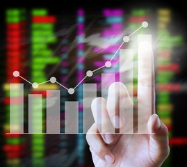  financial symbols coming from hand