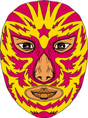 Luchador Mask Star Lightning Bolt Drawing