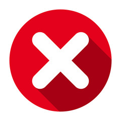 Fototapeta premium Cross mark flat round red icon, button with long shadow. Vector EPS10