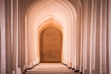 Arched hallway perspective in Bukhara, Uzbekisan.