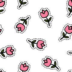 Tulip Seamless Pattern Vector