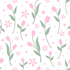 Tulip Seamless Pattern Vector