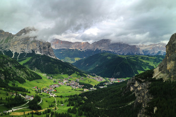 Naklejka premium landscape, mountain valley, italy, dolomites