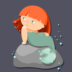 cute cartoon little mermaid vector illustration. Siren. Sea theme.