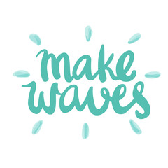 Obraz premium unique hand drawn vector Mermaid poster with quote - make waves