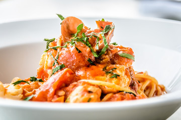 Seafood spaghetti marinara italian