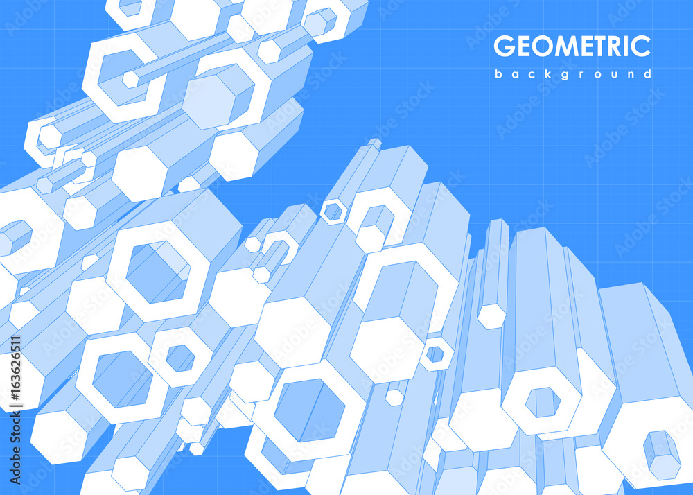 Poster abstract futuristic background with hexagon elements. template with geometric elements for web and p