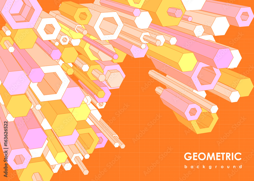 Poster abstract futuristic background with hexagon elements. template with geometric elements for web and p