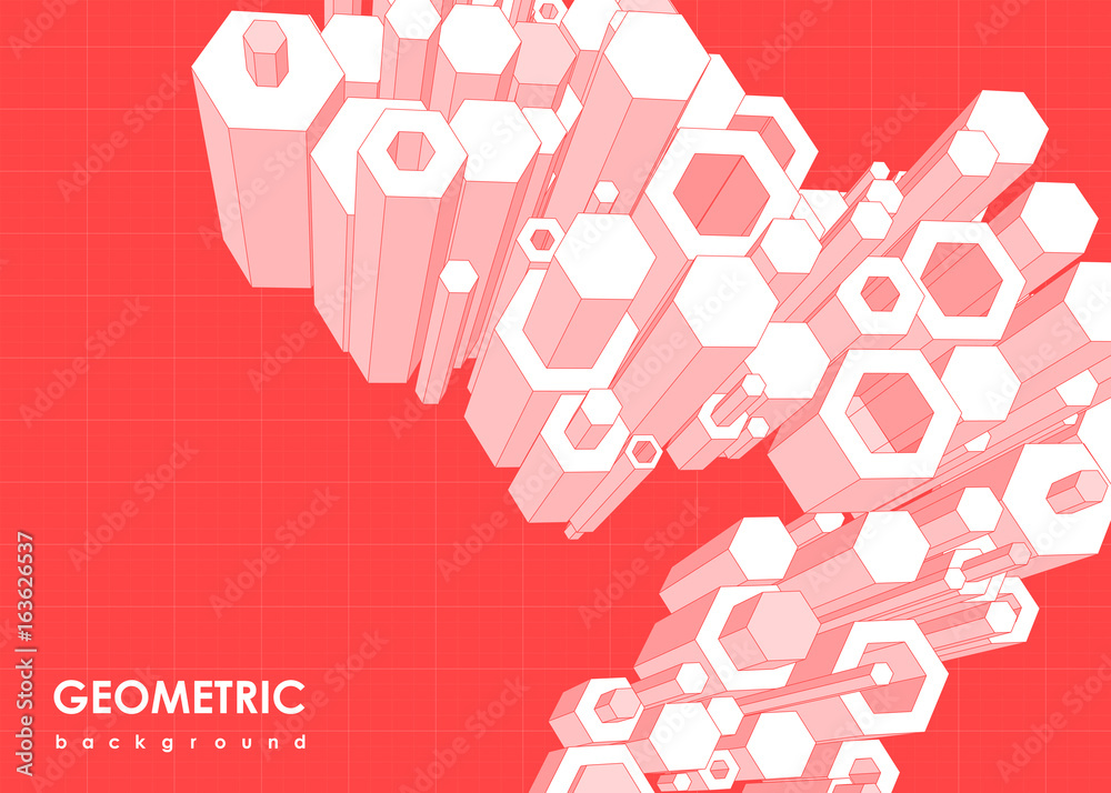 Poster abstract futuristic background with hexagon elements. template with geometric elements for web and p