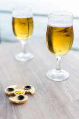 two pints of cold beer