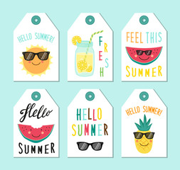 Cute set of hand drawn summer elements