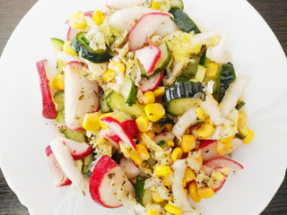 fresh vegetable salad with radish