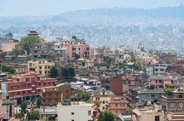 Fototapeta na wymiar Kathmandu city the capital city of Nepal, view from Kathmandu valley.