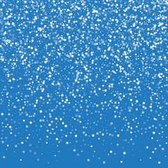 Random falling white dots. Top gradient with random falling white dots on blue background. Vector illustration.