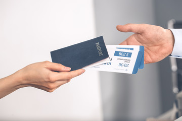 Young woman and man in the business office