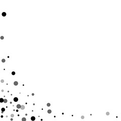 Random black dots. Abstract left bottom corner with random black dots on white background. Vector illustration.