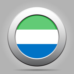 Flag of Sierra Leone. Metal gray round button.