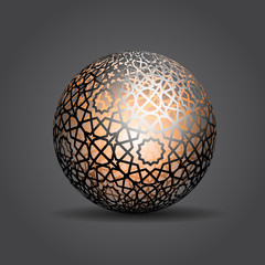 3d Sphere Decorated With Geometric Abstract Shape Ornament Vector Illustration