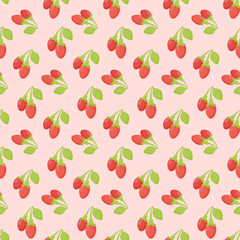 Goji berries vector seamless pattern