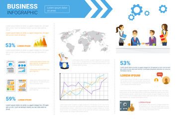 Business Infographics Set Copy Space For Presentation Data Market Report Analysis Concept Flat Vector Illustration