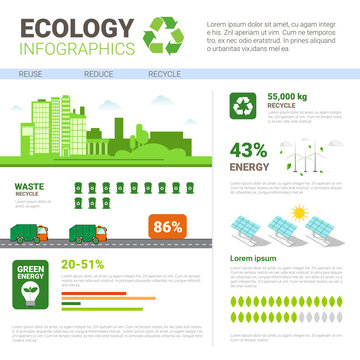 Ecology Infographics World Environmental Protection Green Energy Concept Banner With Copy Space Vector Illustration