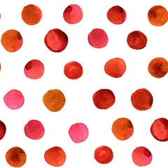 Crédence de cuisine en verre imprimé Rouge Modèle sans couture de points aquarelles marron et rouges