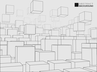 Vector abstract monochrome background shattering plane of 3d cubes in perspective for your design, business style, logo, print or internet.