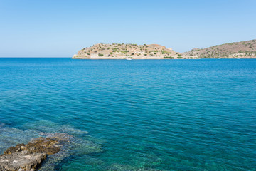 Fototapeta na wymiar View from Plaka village to Spinalonga island, Crete, Greece
