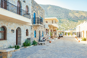 Street in Plaka village, Crete island, Greece.