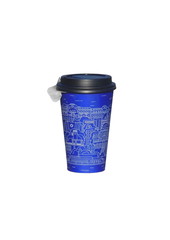 Disposable cup for hot drinks, blue, beautiful ornament