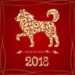 2018 Chinese New Year. Year of the dog. Vector illustration. New Year