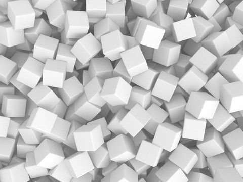 Abstract White Cubes Chaotic Background