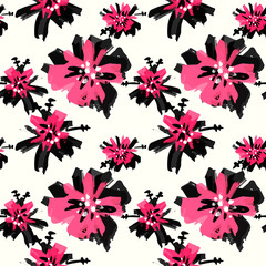Floral hand painted  watercolor trendy seamless pattern.