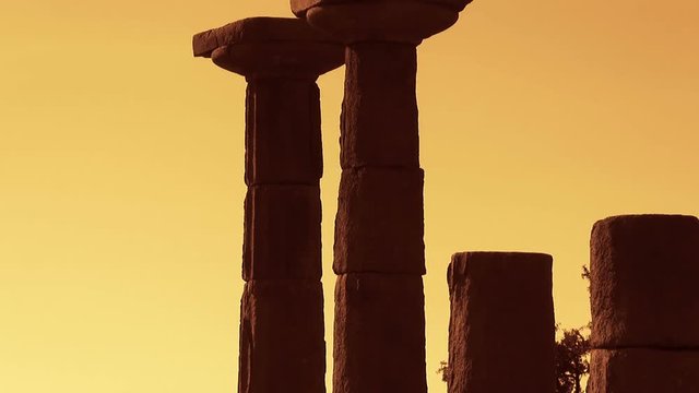 The ruins of the ancient city of Assos at sunset, Turkey