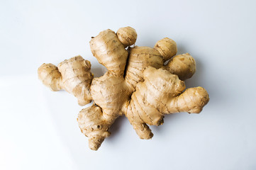 Ginger root on white