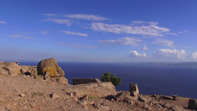 The ruins of the ancient city of Assos on the sea background, Turkey