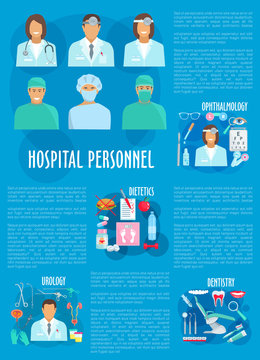 Medical personnel and hospital doctor poster