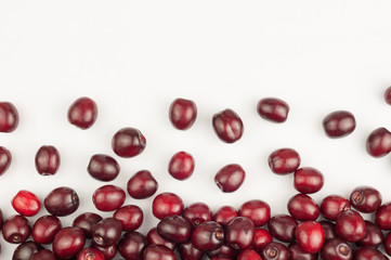 Many red fresh cherries on white background