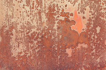 Texture of red rust on metal