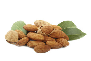 heap of almonds isolated