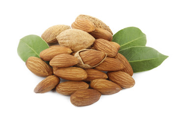 heap of almonds isolated