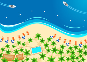 Naklejka premium Tropical beach poster for summer vacation design
