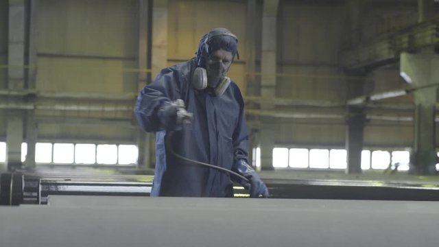 Iron lingot on 1000 C temperature in furnace. Inside a furnace