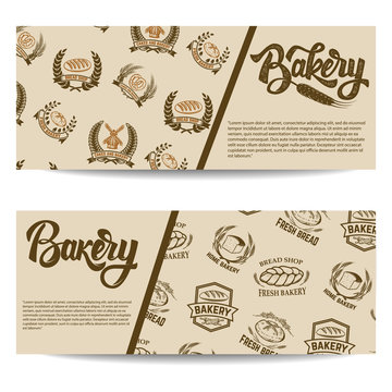 Set of bakery banner templates isolated on white background. Vector illustration