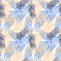 Seamless pattern with palm leaves. Vector illustration