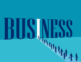 Business people go into the business world. Concept business vector illustration.
